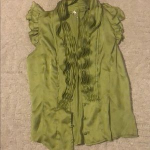 I am selling a green collard ruffled button up!